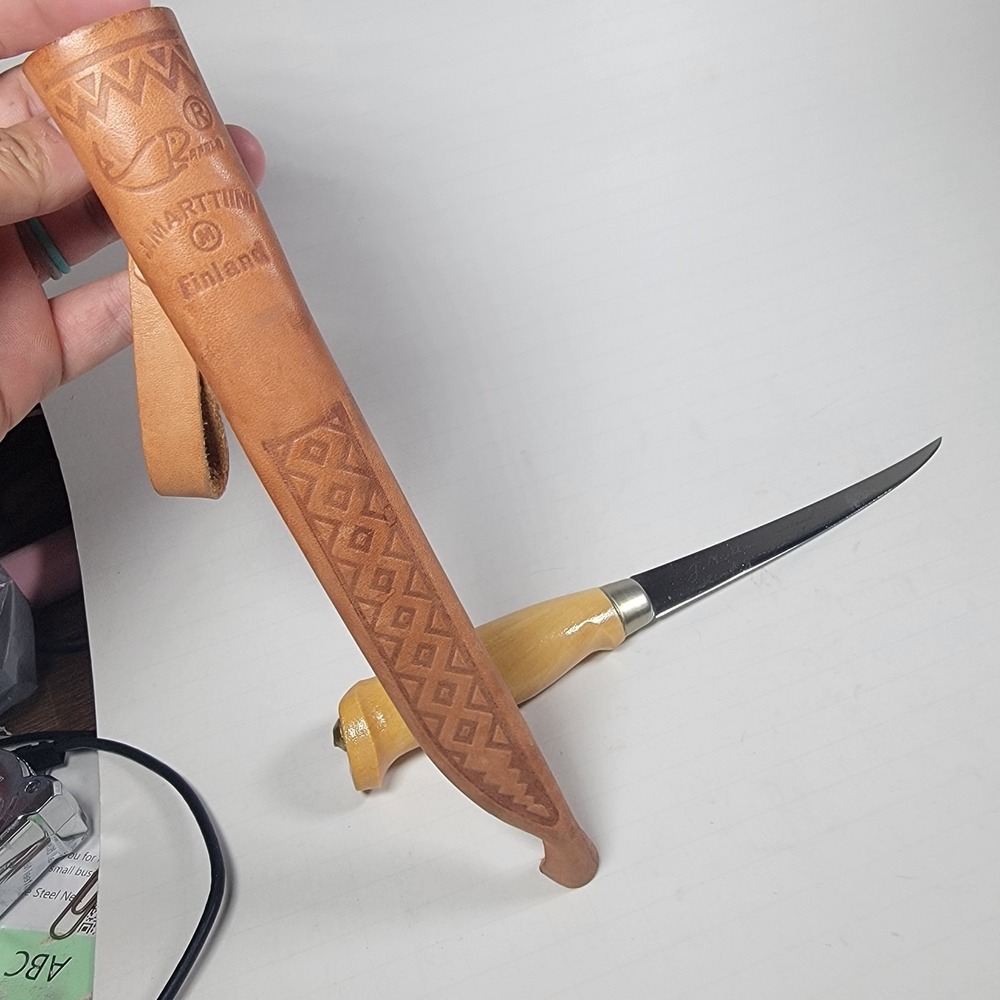 Vintage J. Marttiini Rapala Fish Fillet Knife 6" Blade w/ Leather Sheath Finland - Picture 7 of 8